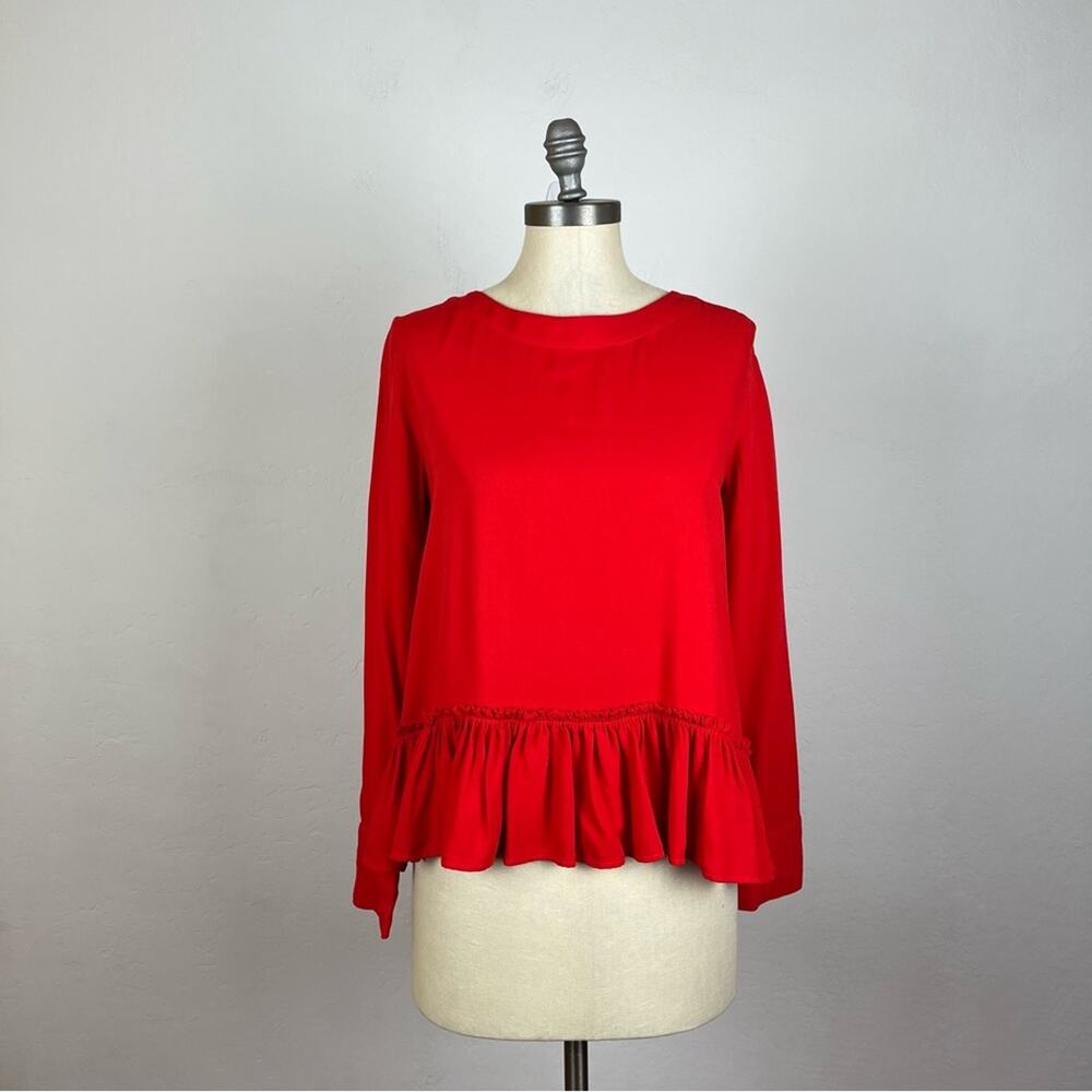 Cloth & Stone Red Peplum Tie Back Blouse